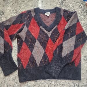 EVEREVE Cozy Ladies V neck Argyle Sweater